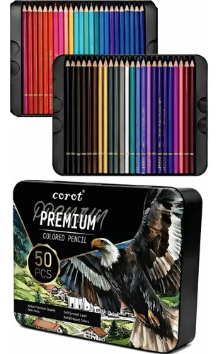 Lápices Colores Núcleo Suave 50 Pz Caja Metal Profesionales