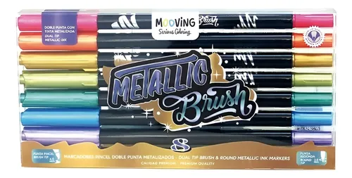 Marcadores Metallic Brush Mooving Doble Punta